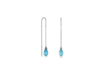 Pear Aquamarine Fashion Threader Earrings